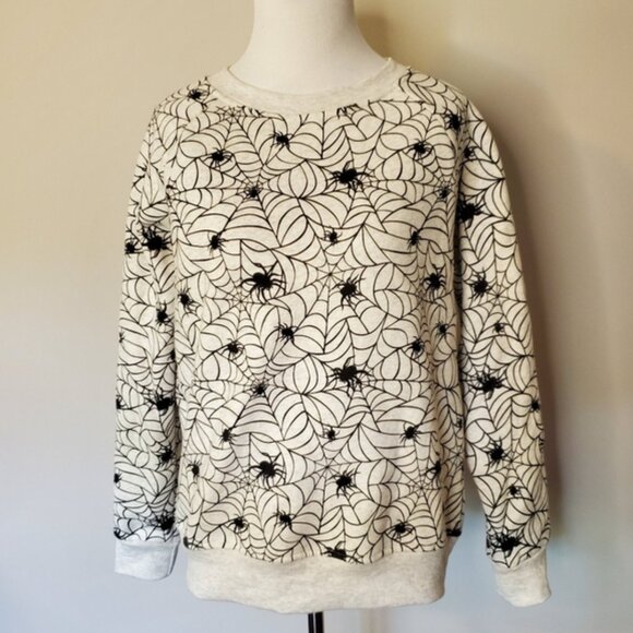 LA Soul Spider Web Fleece Sweatshirt M Halloween Spooky Fall Cozy Pumpkin Patch - Picture 2 of 5